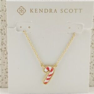 Kendra Scott Gold and Red Candy Cane Necklace